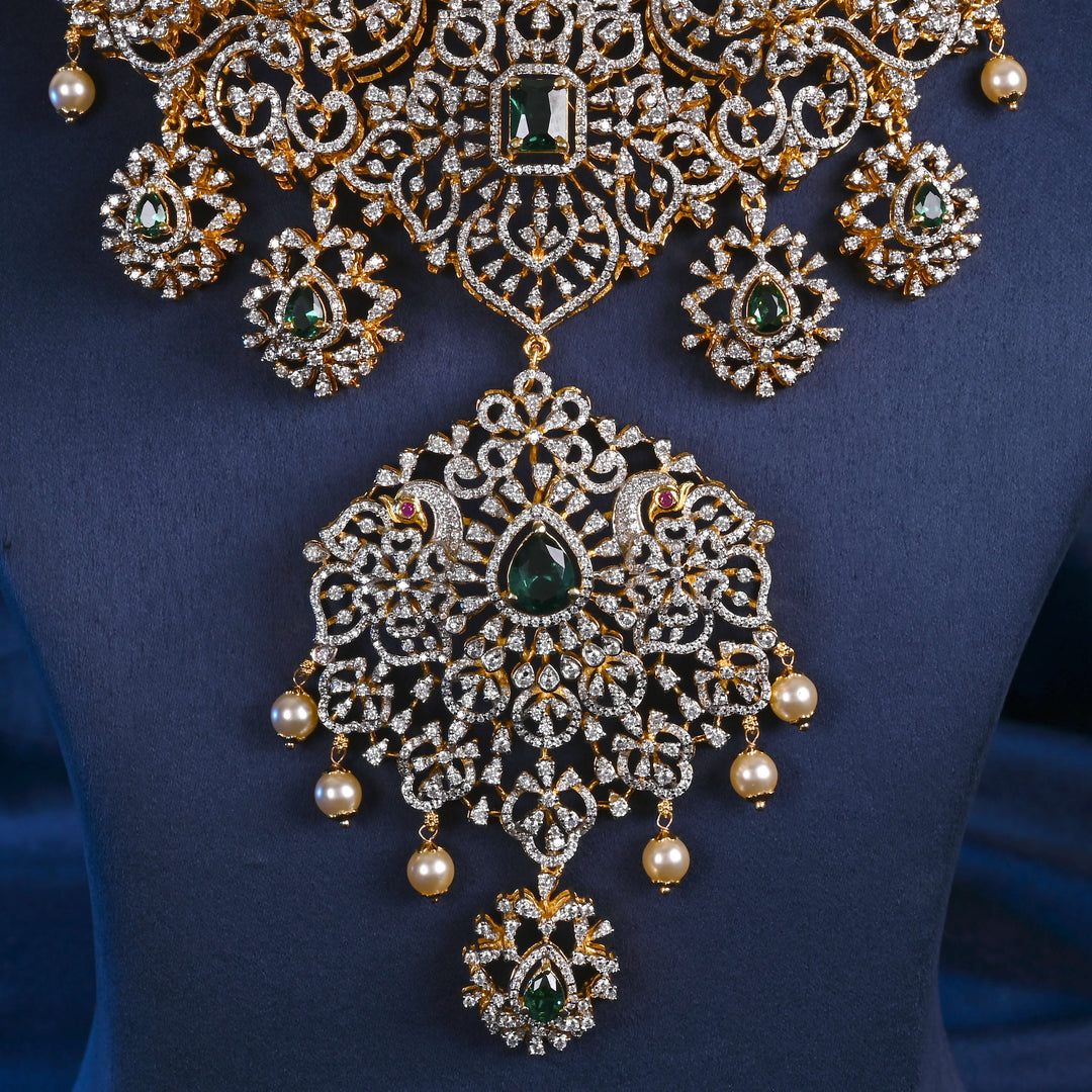 CZ Silver Emerald Necklace