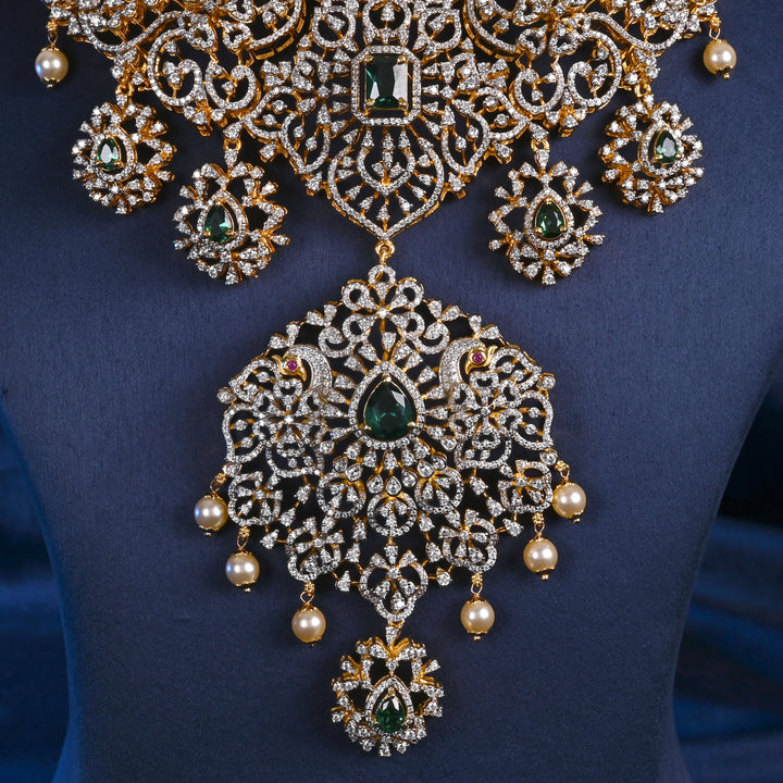 CZ Silver Emerald Necklace