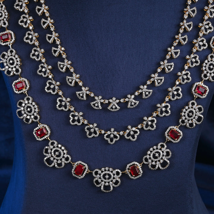 CZ Silver Ruby Necklace