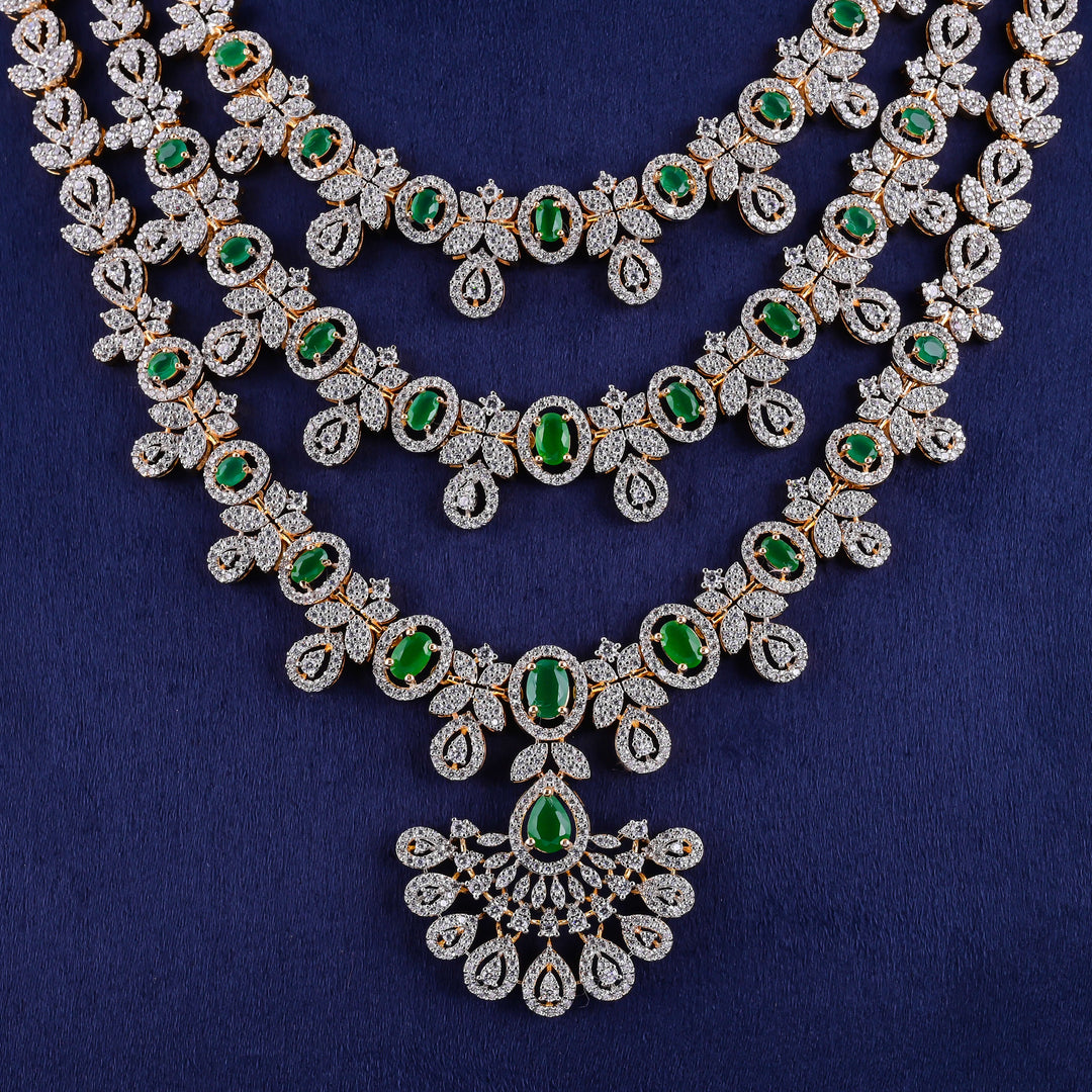 CZ Silver Emerald Necklace
