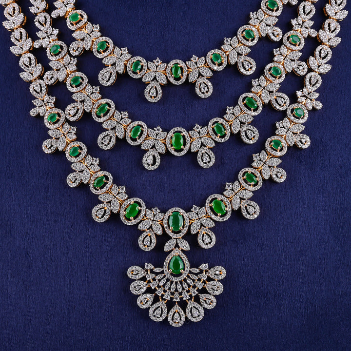 CZ Silver Emerald Necklace