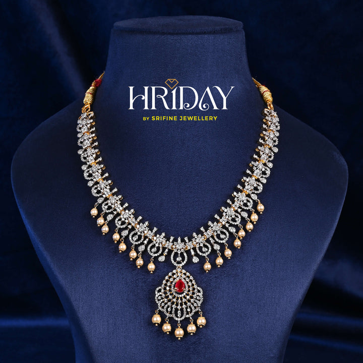 CZ Silver Ruby Necklace