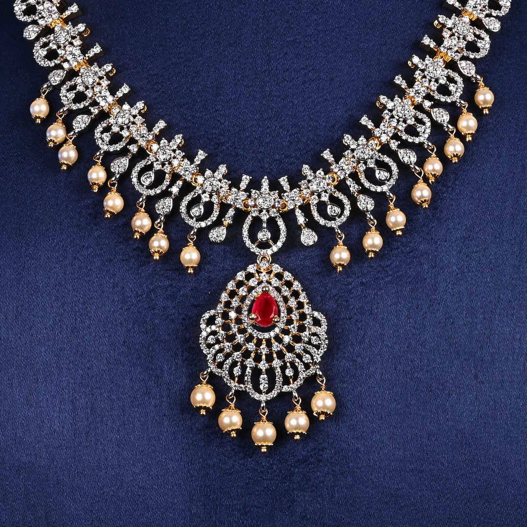 CZ Silver Ruby Necklace