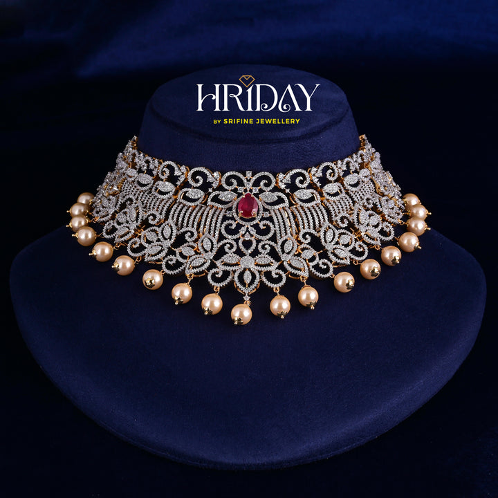 CZ Silver Ruby Choker