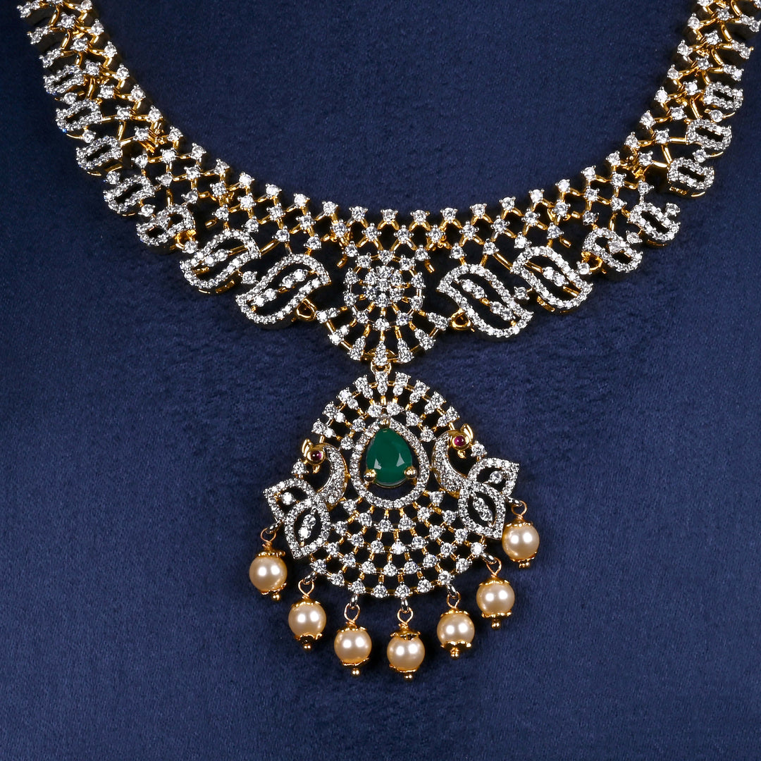 CZ Silver Emerald Necklace