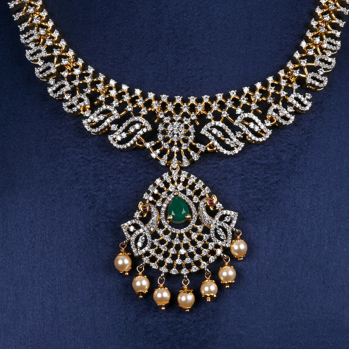 CZ Silver Emerald Necklace