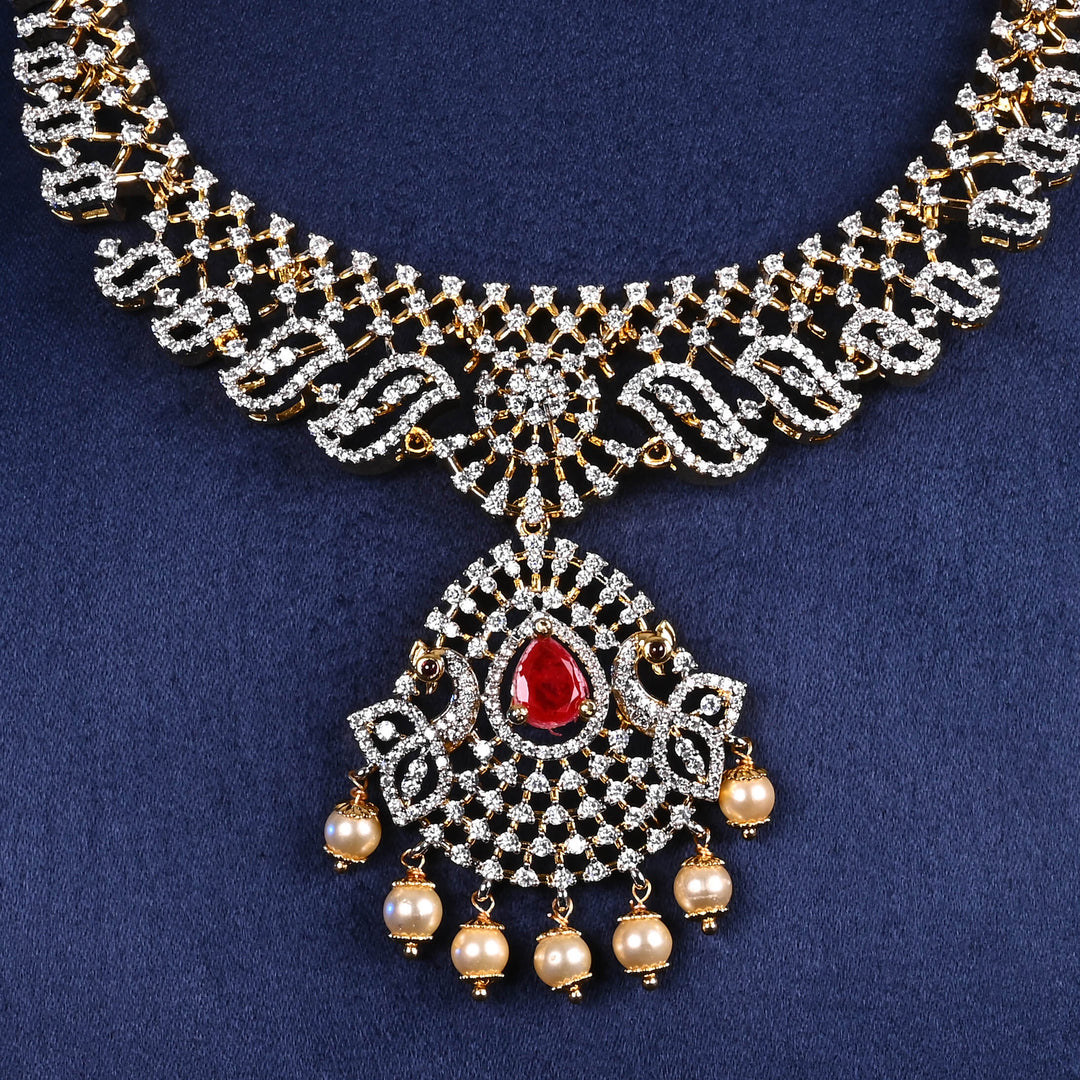 CZ Silver Ruby Necklace