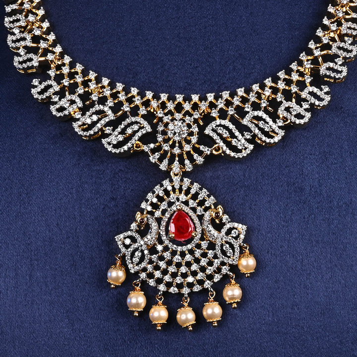 CZ Silver Ruby Necklace