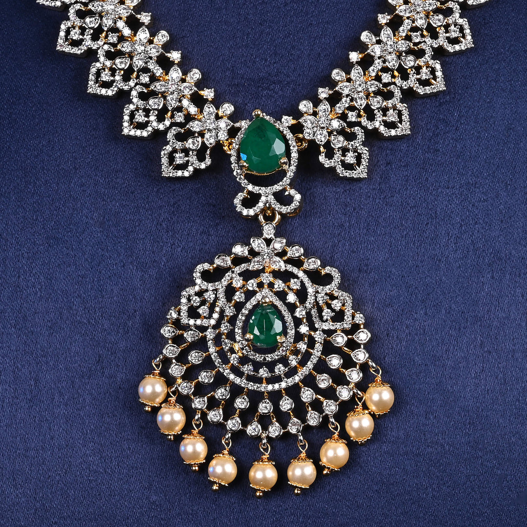 CZ Silver Emerald Necklace