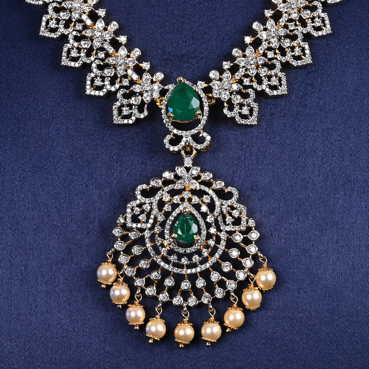 CZ Silver Emerald Necklace