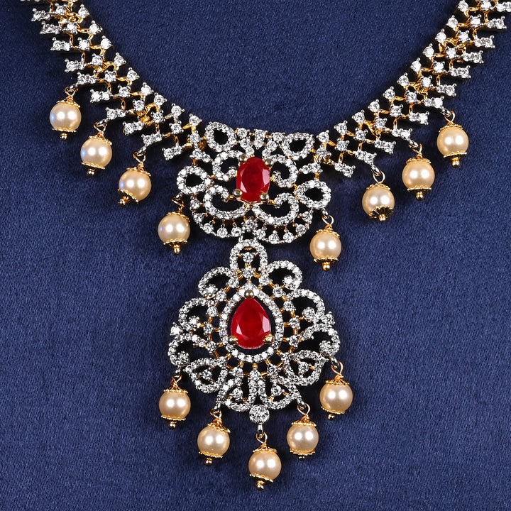 CZ Silver Ruby Necklace