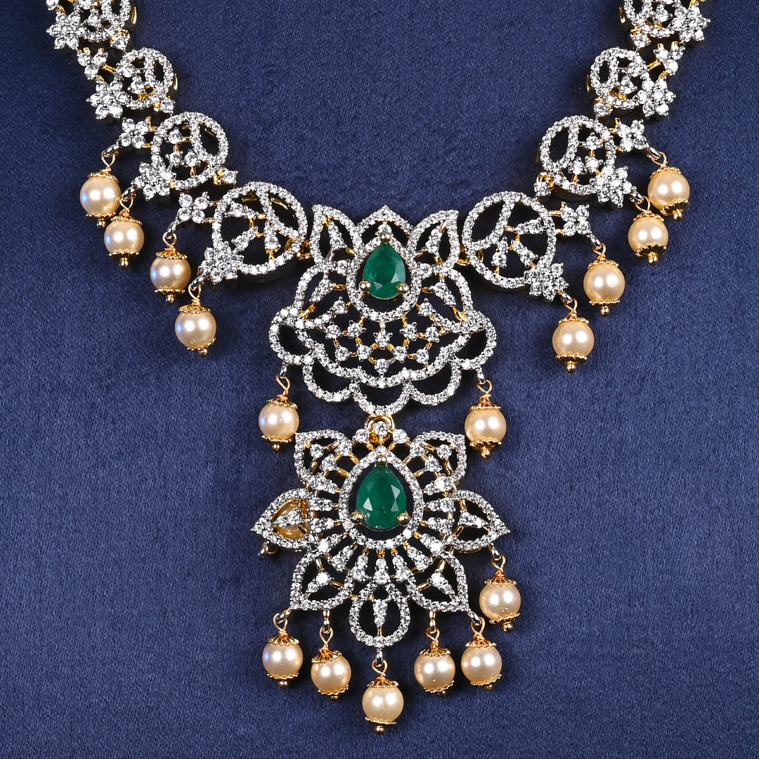 CZ Silver Emerald Necklace