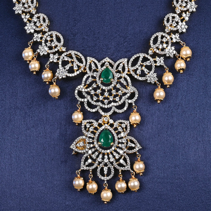 CZ Silver Emerald Necklace