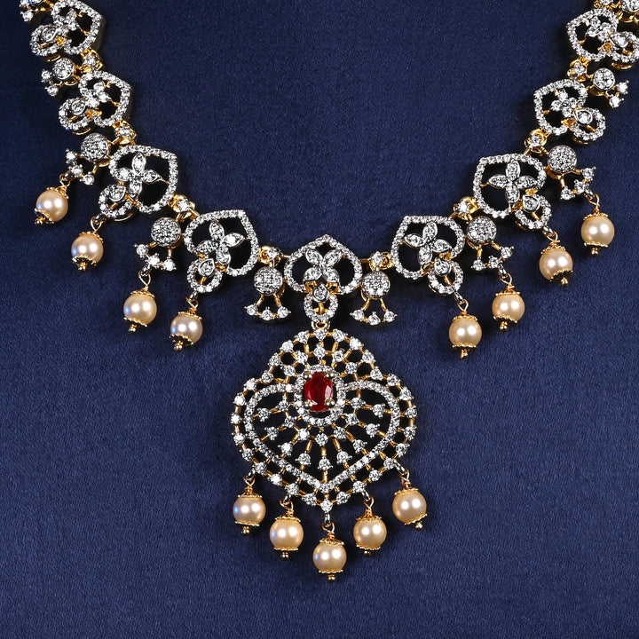 CZ Silver Ruby Necklace