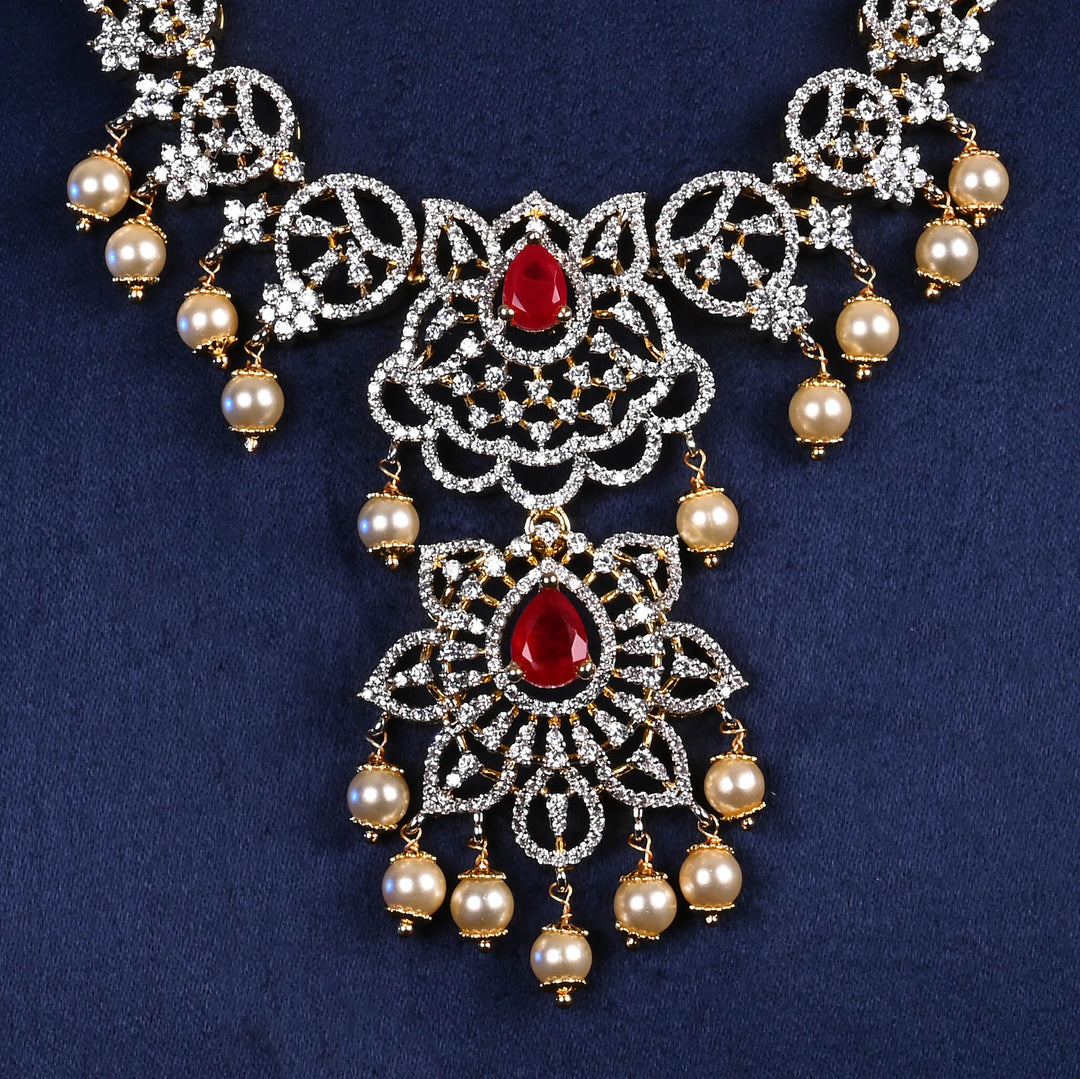 CZ Silver Ruby Necklace