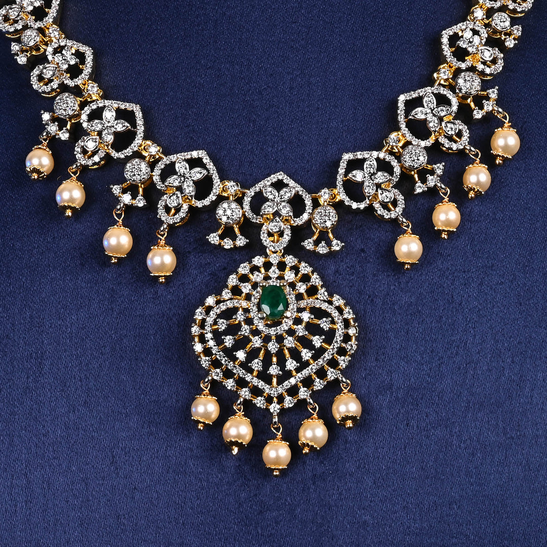 CZ Silver Emerald Necklace