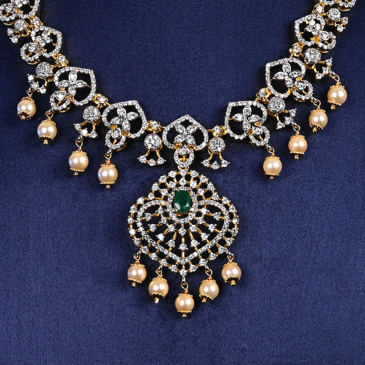 CZ Silver Emerald Necklace