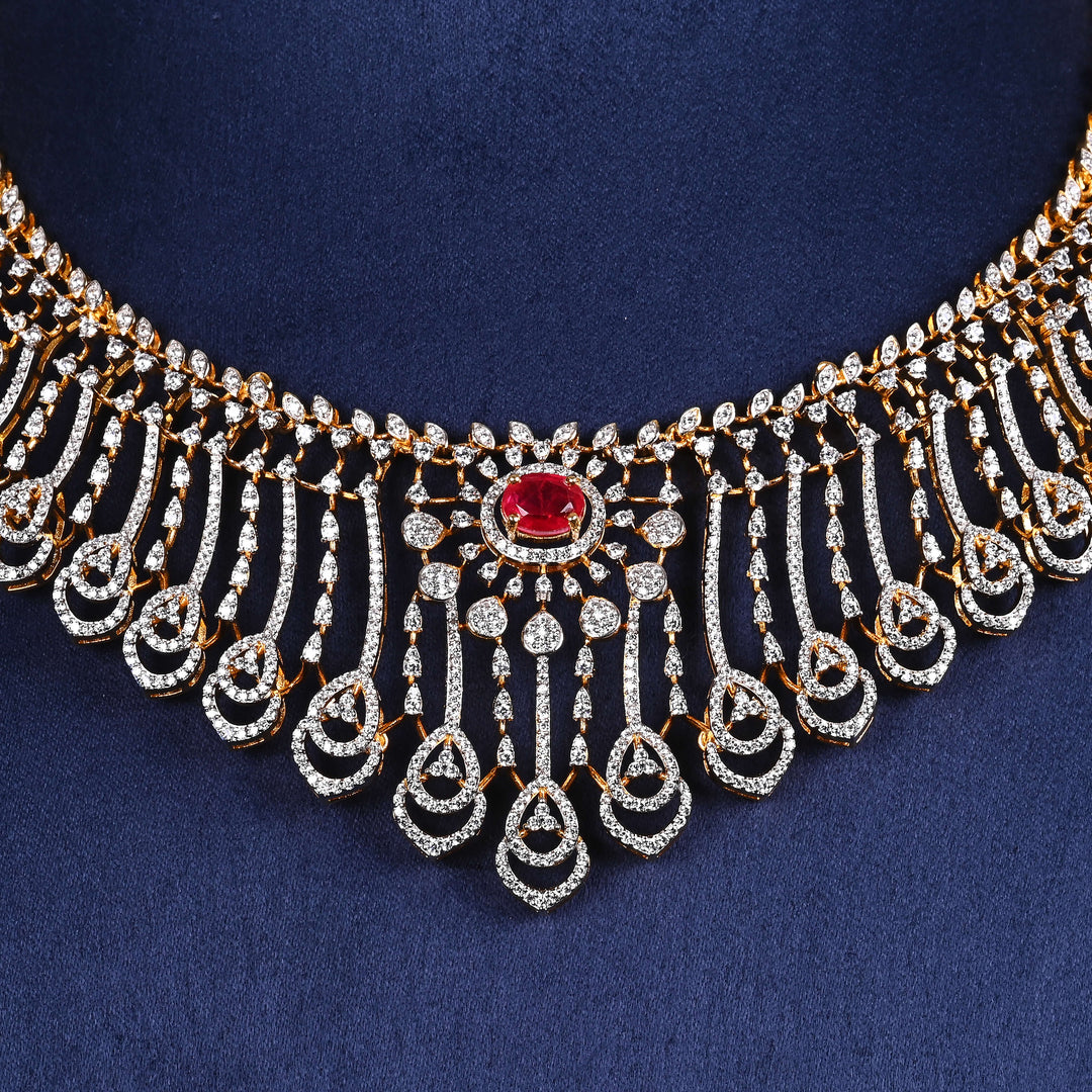 CZ Silver Ruby Necklace