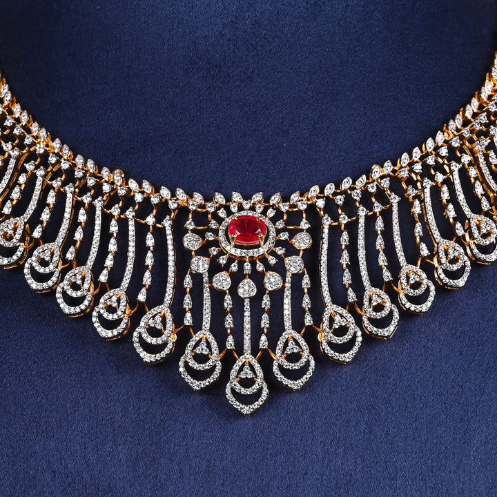 CZ Silver Ruby Necklace