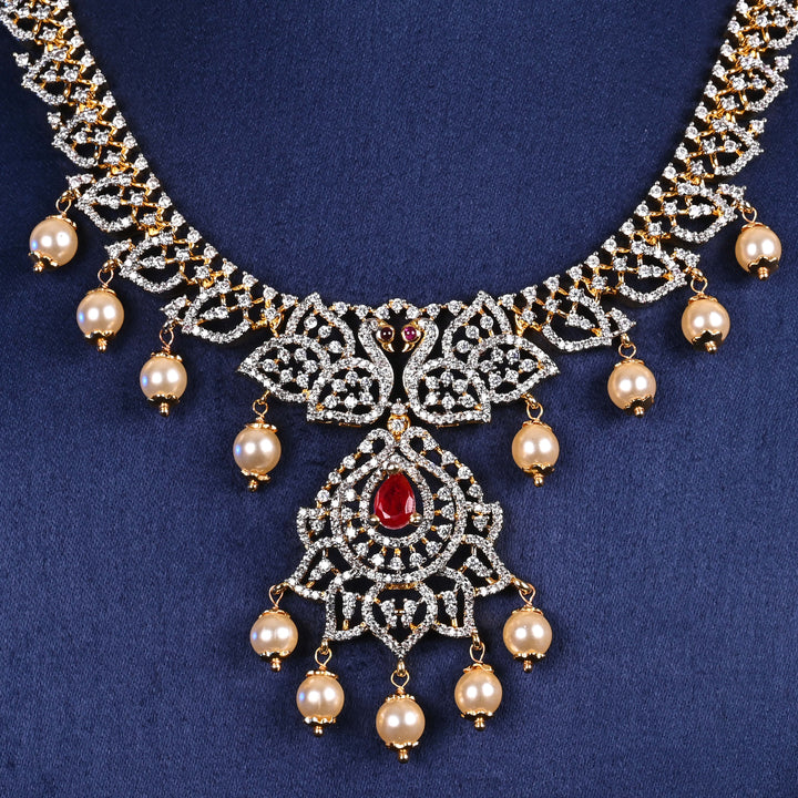 CZ Silver Ruby Necklace