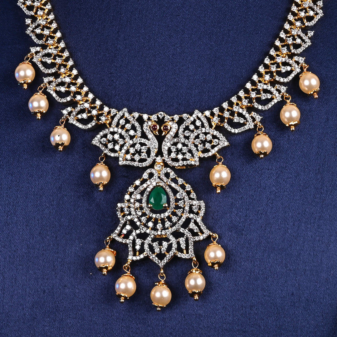 CZ Silver Emerald Necklace