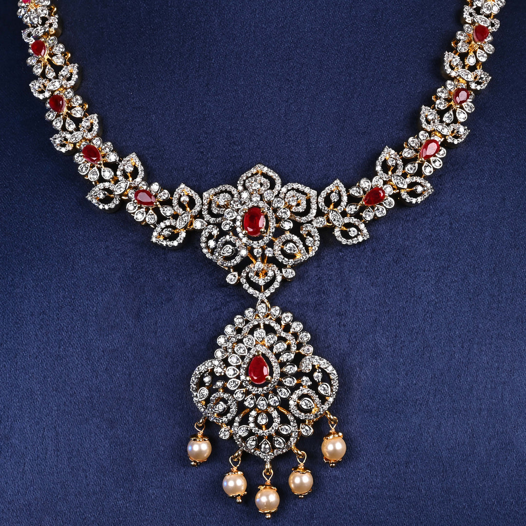 CZ Silver Ruby Necklace