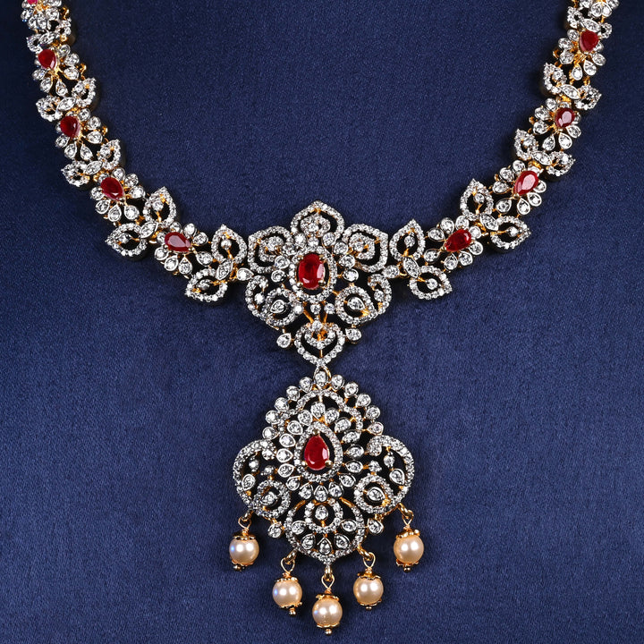 CZ Silver Ruby Necklace