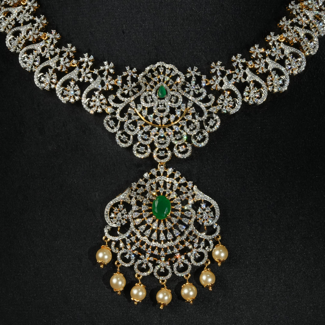 CZ Silver Emerald Necklace