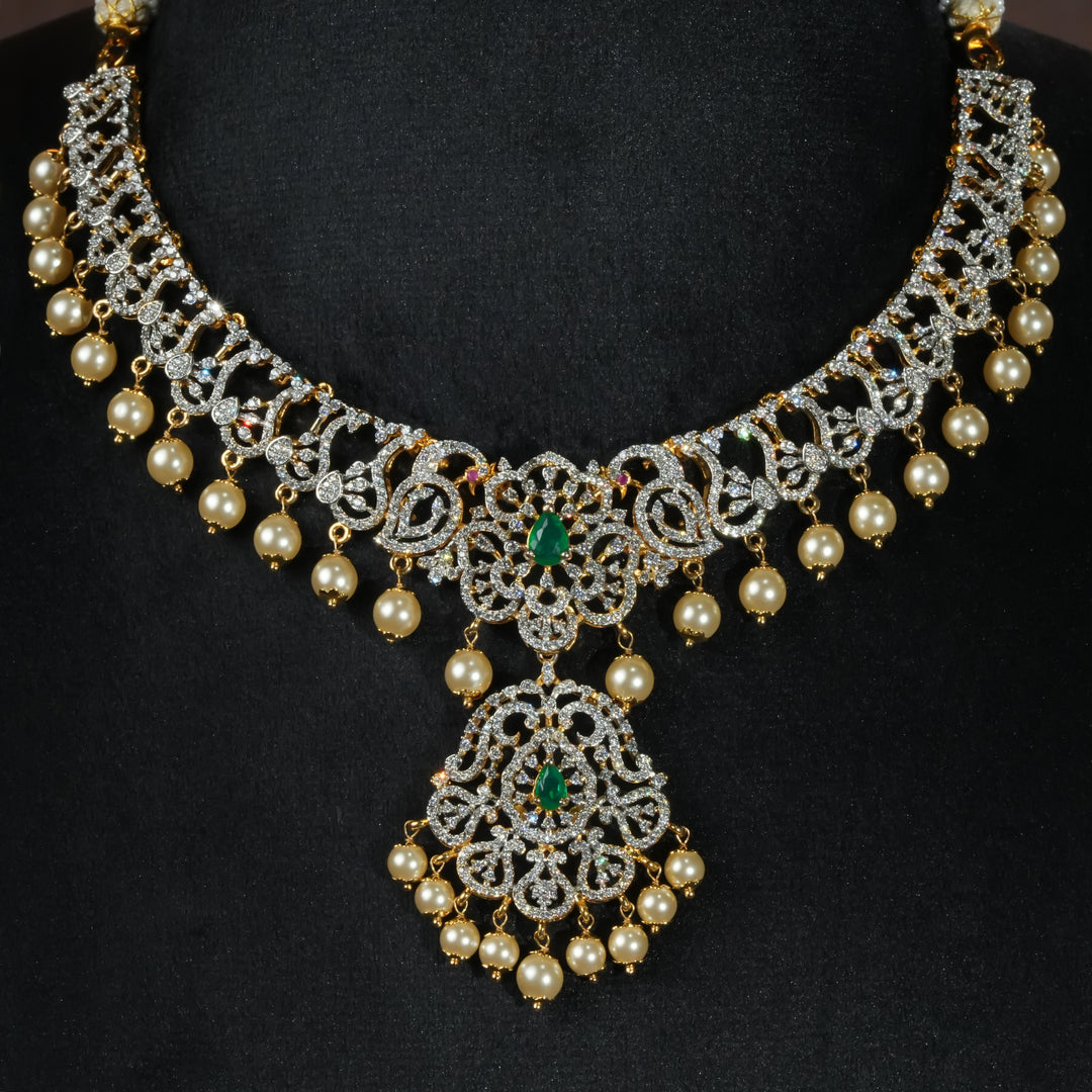 CZ Silver Emerald Necklace
