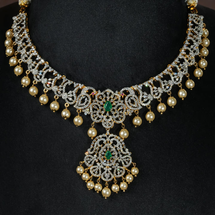 CZ Silver Emerald Necklace