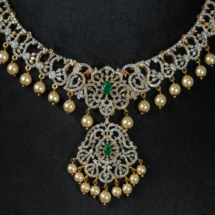 CZ Silver Emerald Necklace