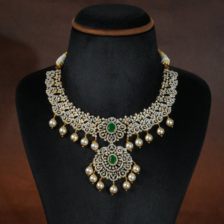 CZ Silver Emerald Necklace