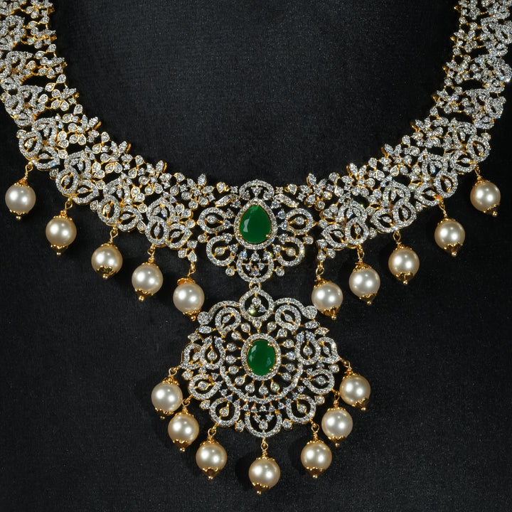 CZ Silver Emerald Necklace