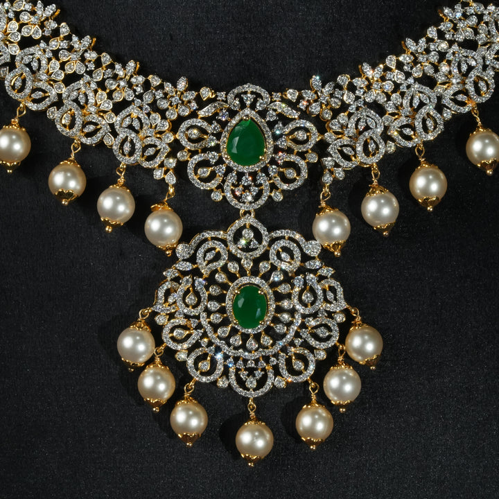 CZ Silver Emerald Necklace