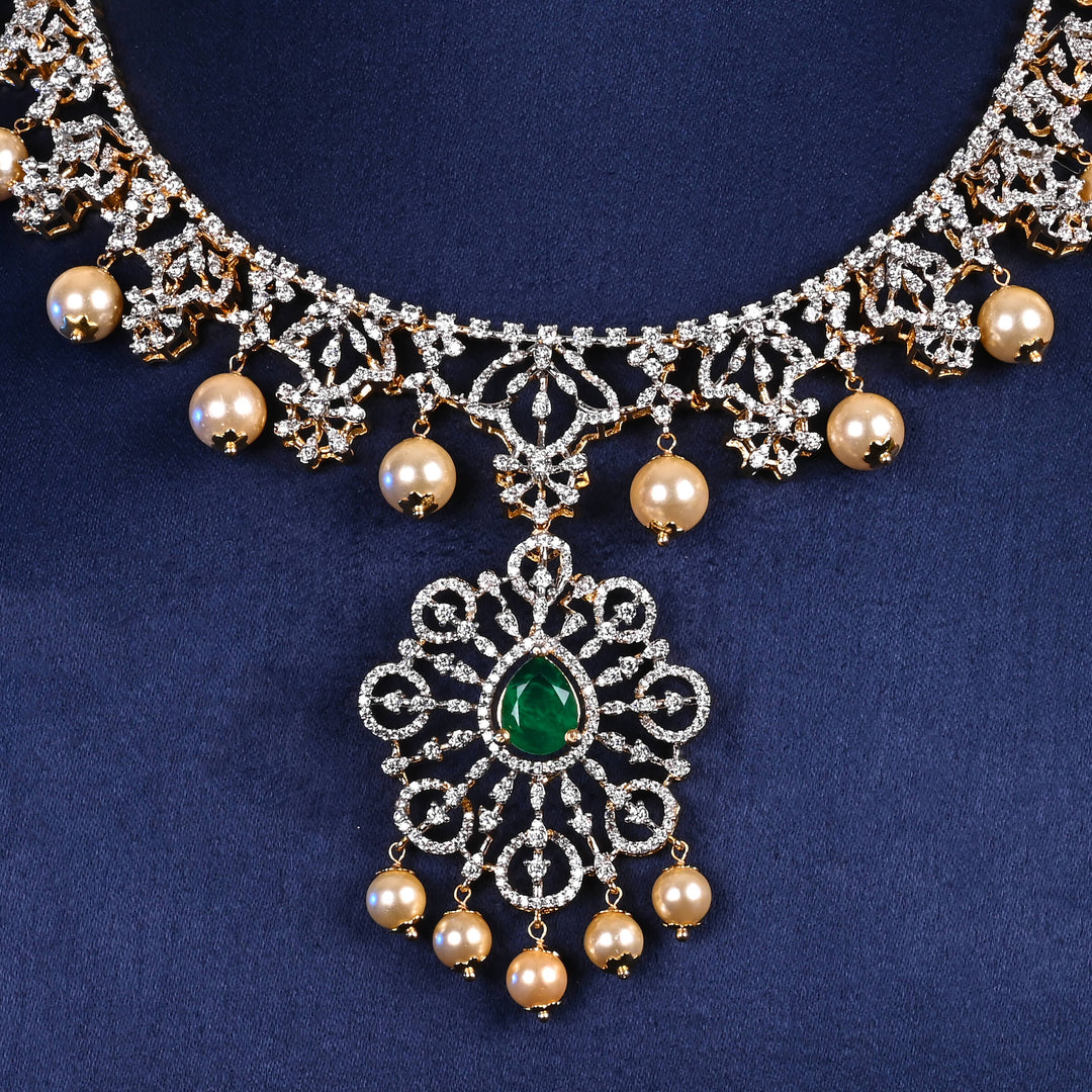CZ Silver Emerald Necklace