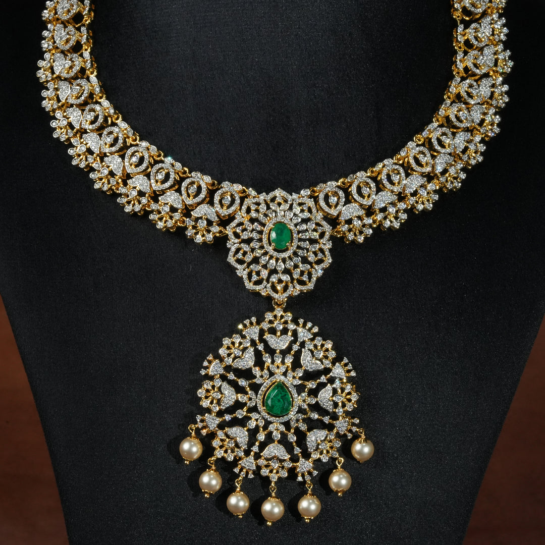 CZ Silver Emerald Necklace
