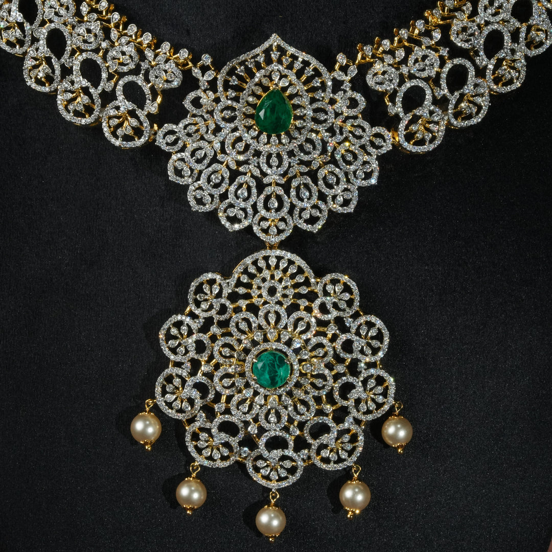 CZ Silver Emerald Necklace
