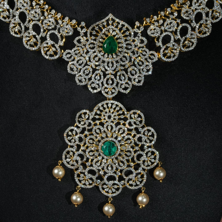 CZ Silver Emerald Necklace