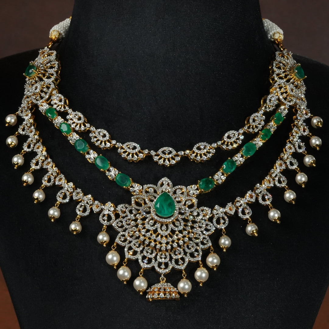 CZ Silver Emerald Necklace