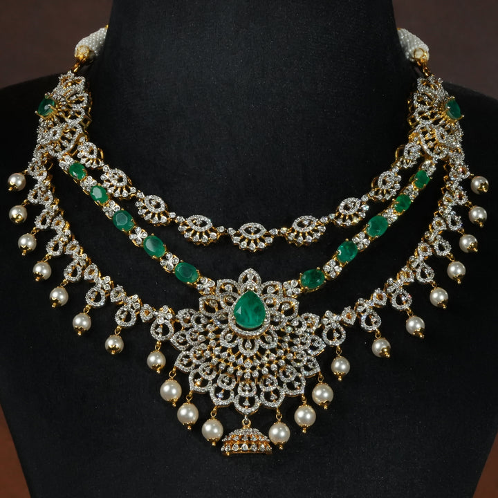 CZ Silver Emerald Necklace