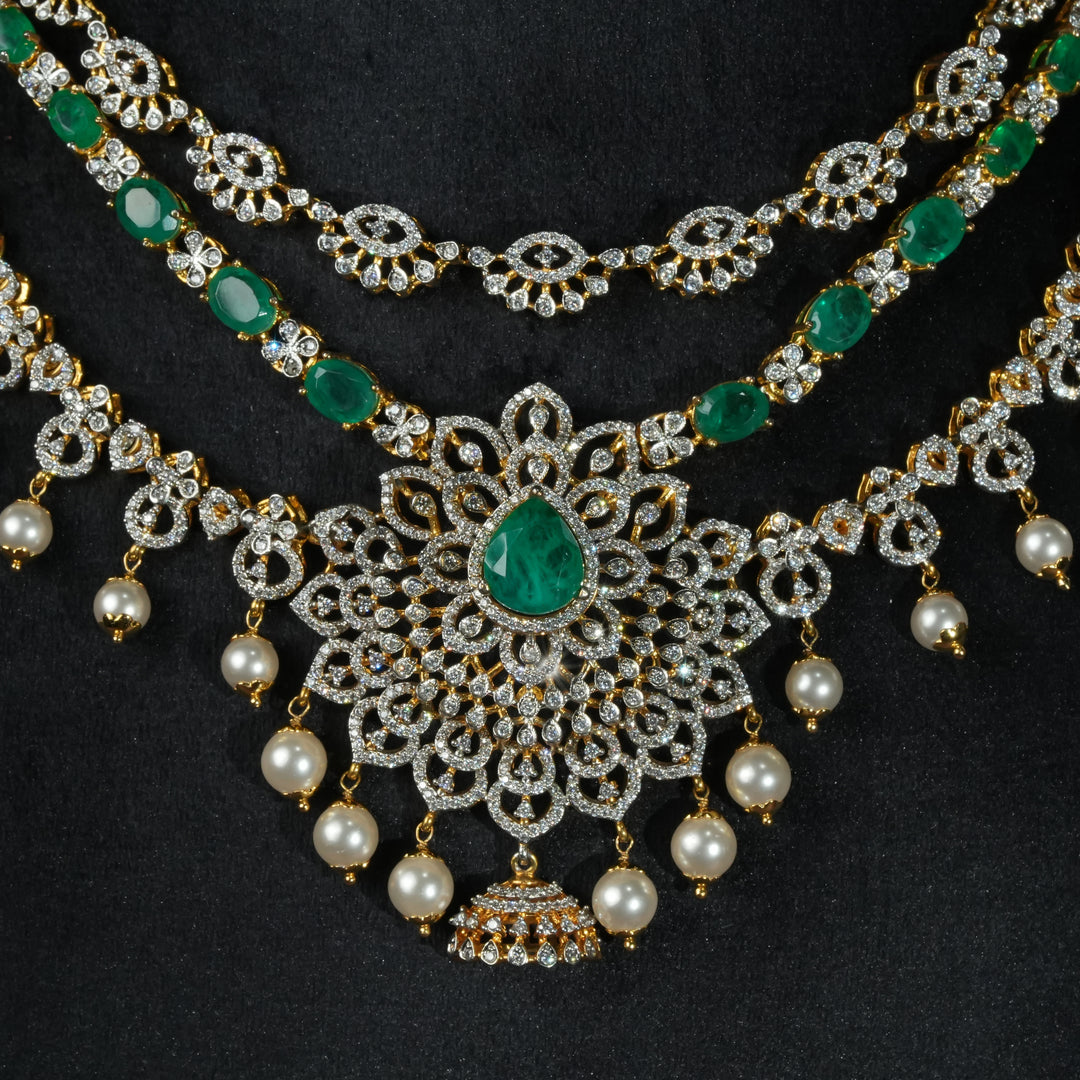 CZ Silver Emerald Necklace