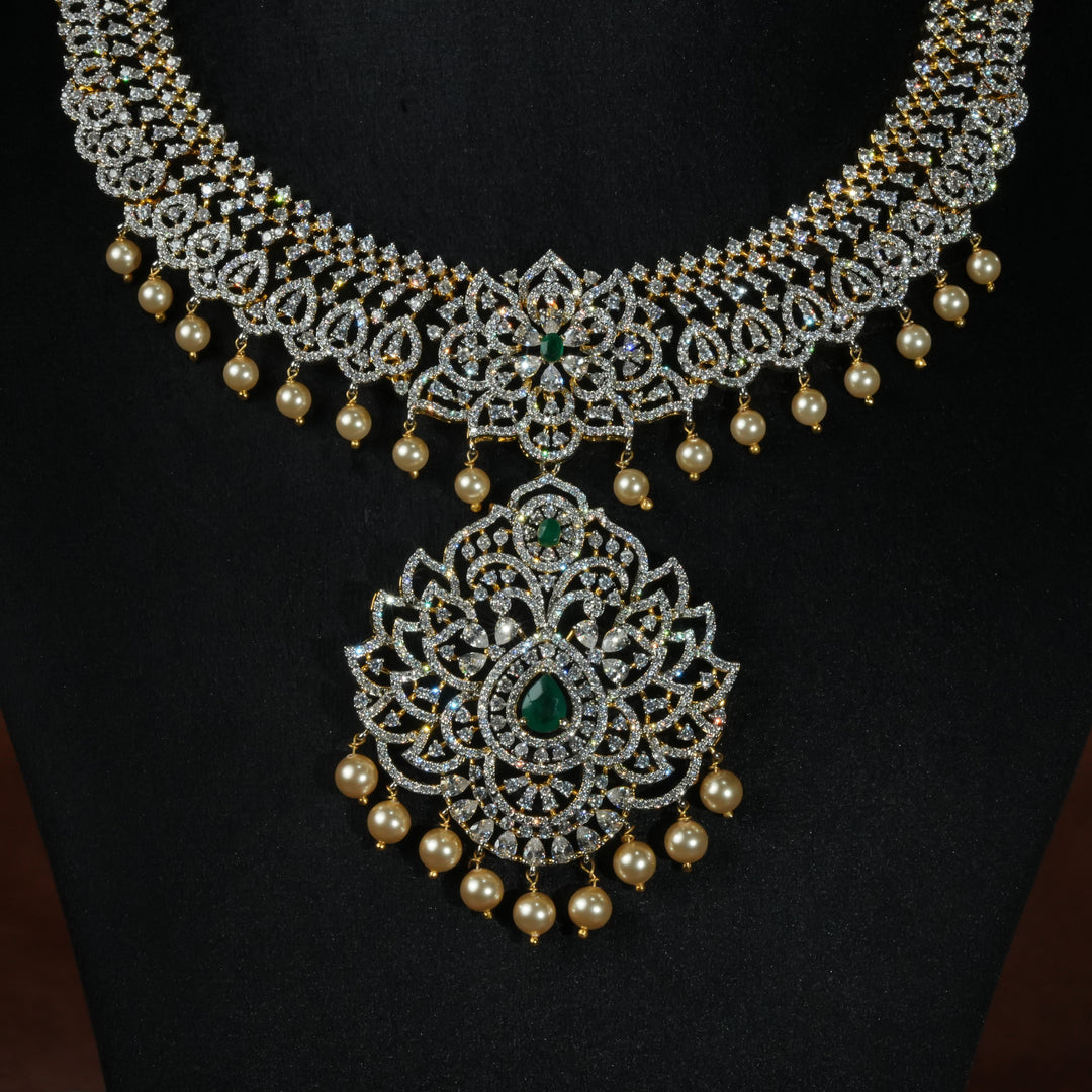 CZ Silver Emerald Necklace