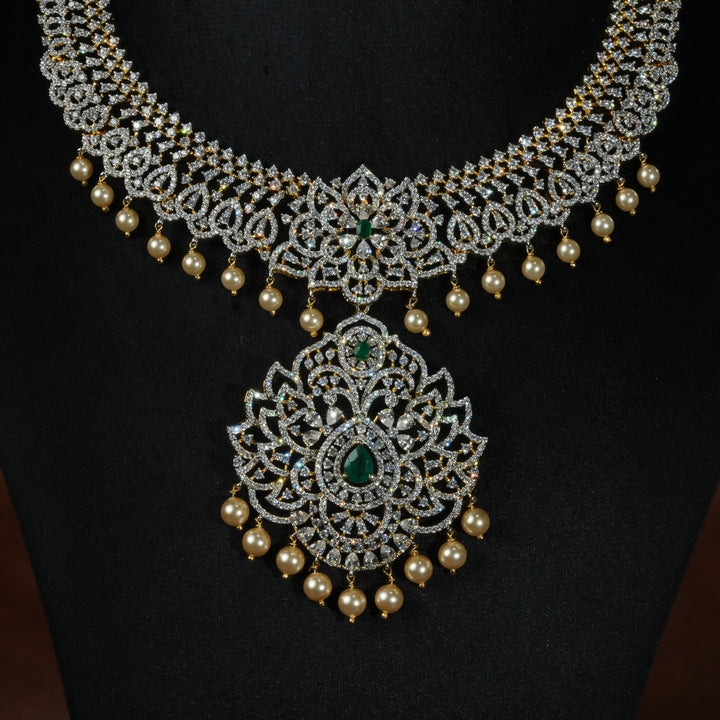 CZ Silver Emerald Necklace