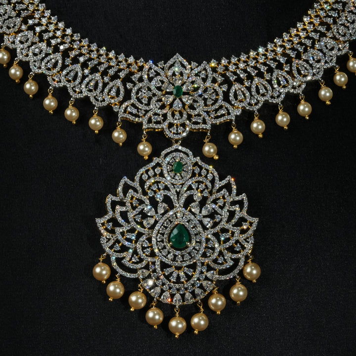 CZ Silver Emerald Necklace