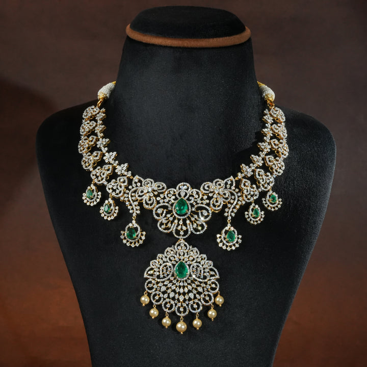 CZ Silver Emerald Necklace