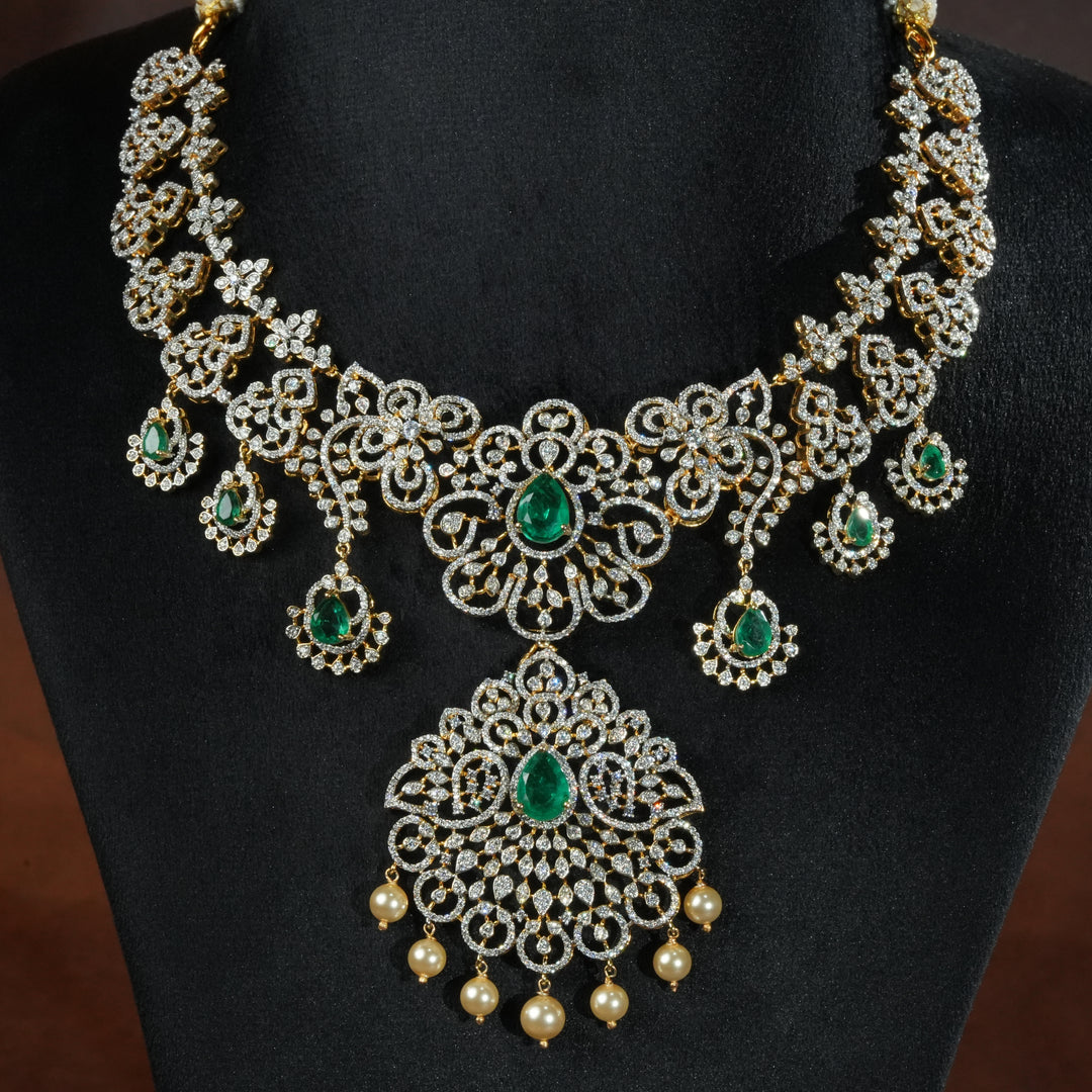 CZ Silver Emerald Necklace