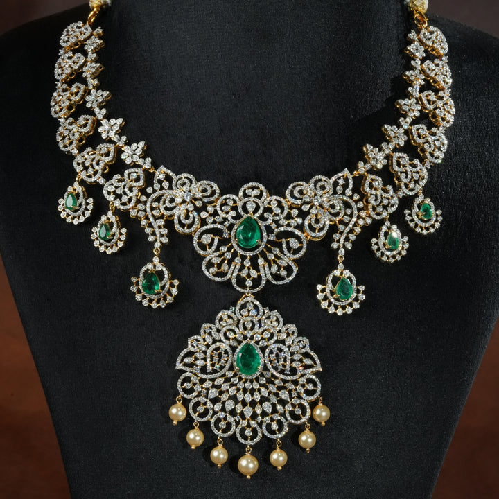 CZ Silver Emerald Necklace