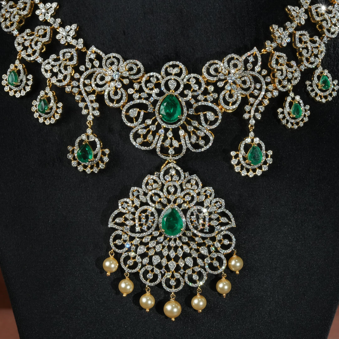 CZ Silver Emerald Necklace