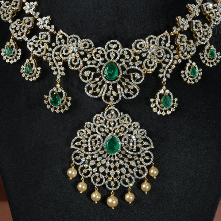 CZ Silver Emerald Necklace