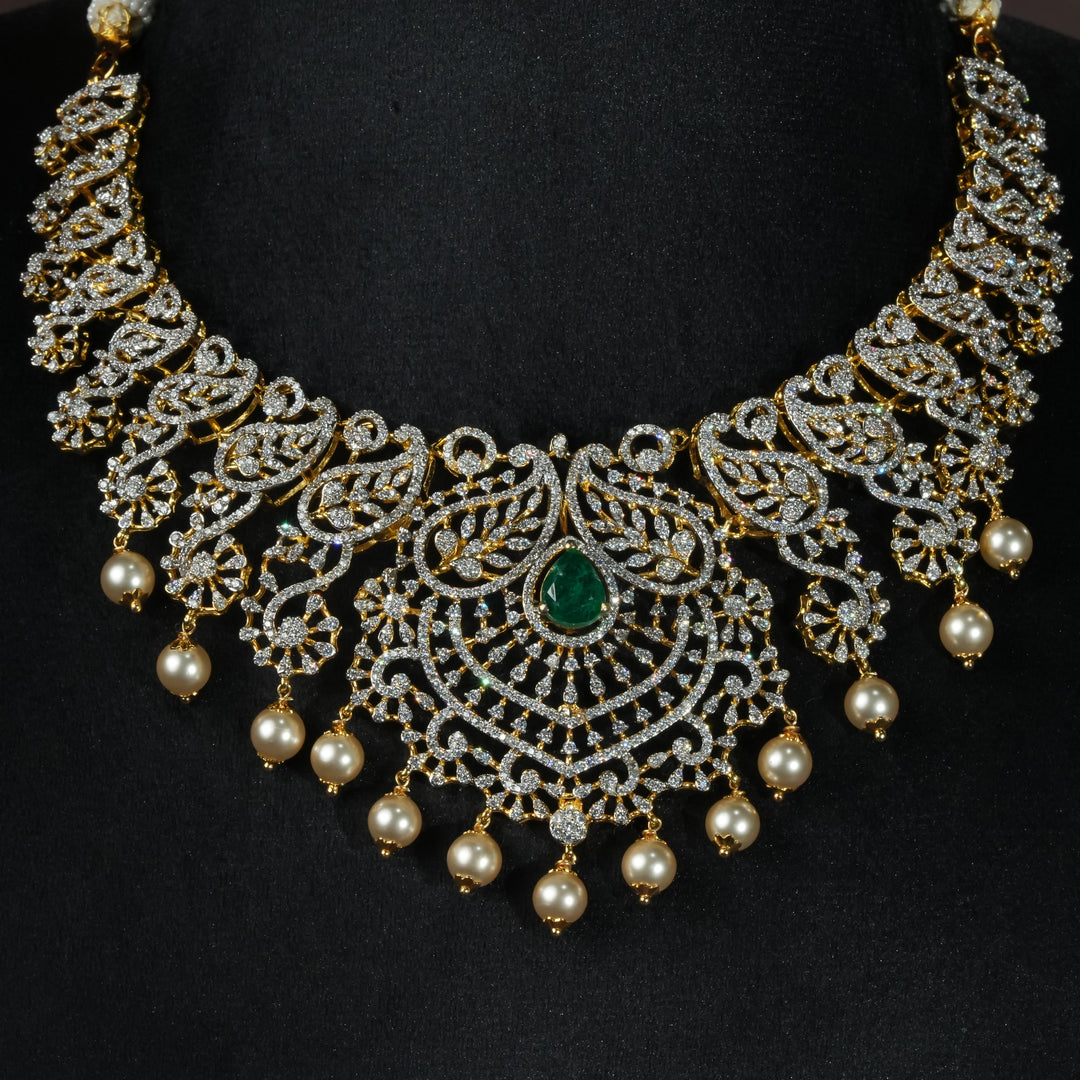 CZ Silver Emerald Necklace